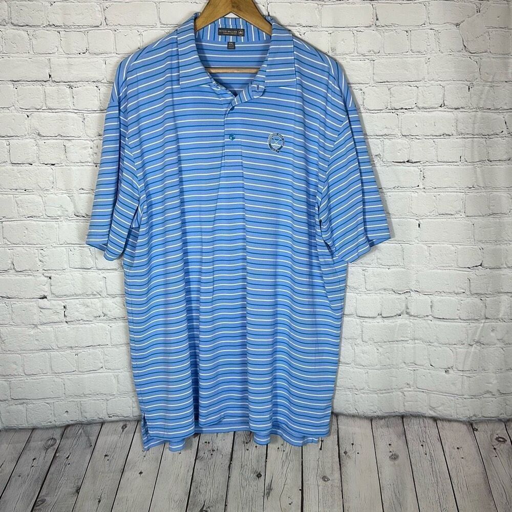 Peter Millar Summer Comfort Blue Striped Performance Polo size XXL Overbrook